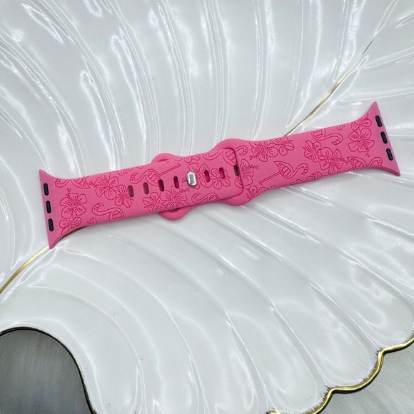 New Pink Floral Design Watch Bands For Apple Watch Series  42mm 44mm 45mm 49mm - Picture 2 of 5